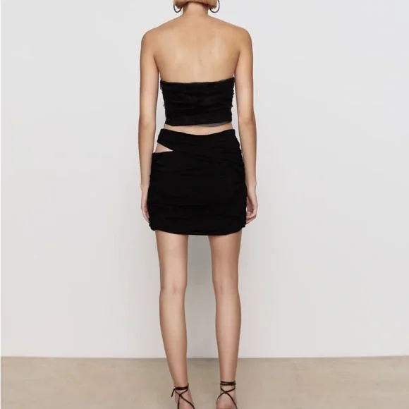 Zara CORSETRY-INSPIRED TULLE CROP TOP Black XS - Picture 11 of 15